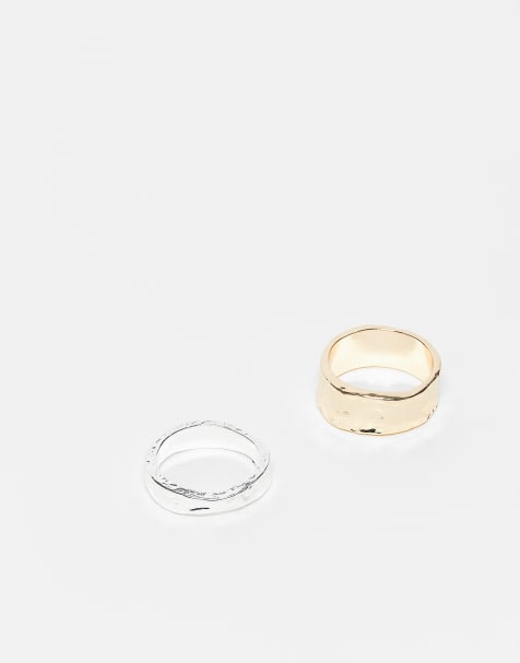 Reclaimed Vintage unisex mixed metal ring 2 pack in silver and gold - view 1