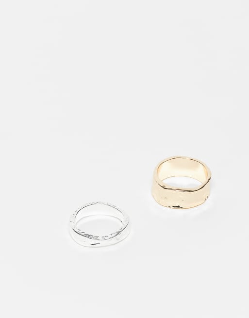 Reclaimed Vintage unisex mixed metal ring 2 pack in silver and gold