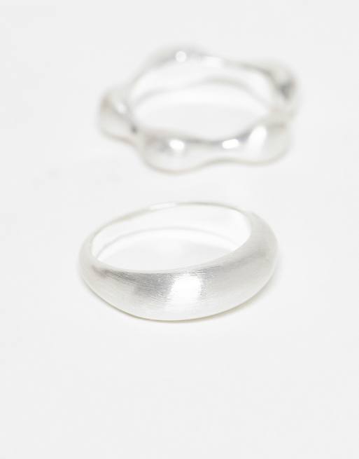 Reclaimed Vintage unisex molten 2 pack in silver, 2 of 3