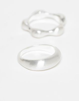 Reclaimed Vintage Unisex Molten 2 Pack Ring