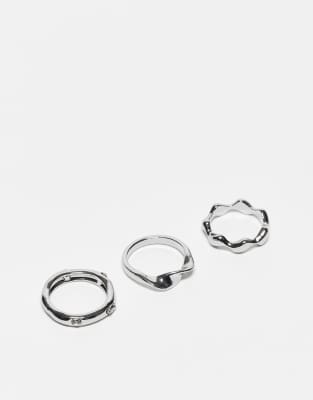 Reclaimed Vintage Unisex Molten 3 Pack Ring