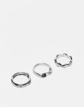 [Reclaimed Vintage] Reclaimed Vintage unisex molten 3 pack ring in silver M/L silver