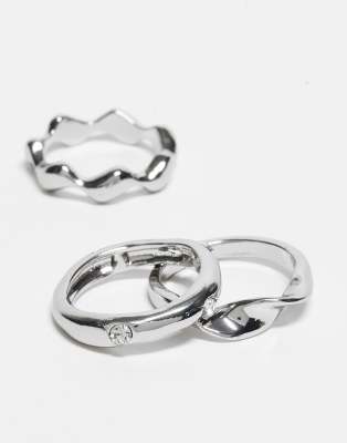 Reclaimed Vintage Unisex Molten 3 Pack Ring
