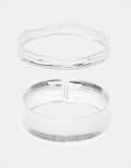 [Reclaimed Vintage] Reclaimed Vintage unisex molten metal bangle 2 pack in silver One Size silver