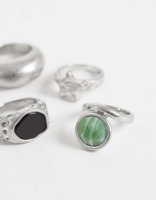 Reclaimed Vintage unisex molten multi pack 4 in silver, 2 of 3