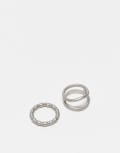 [Reclaimed Vintage] Reclaimed Vintage unisex molten ring 2 pack in silver XS/S silver