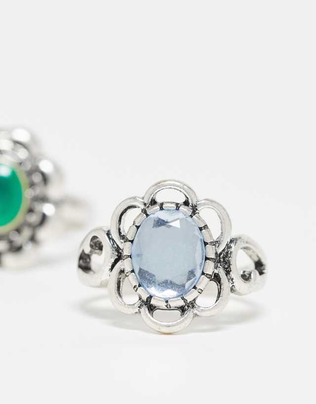 Reclaimed Vintage unisex mood stone flower ring pack 1
