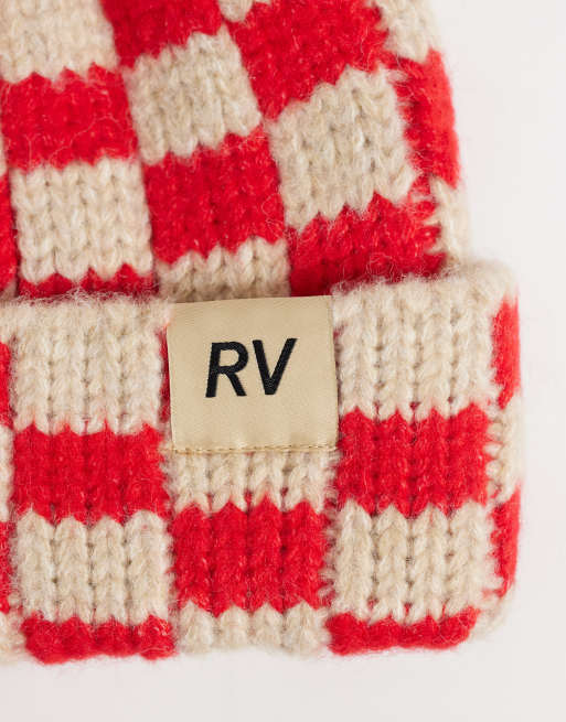 Reclaimed Vintage unisex mössa i rött och kräm, 2 av 3