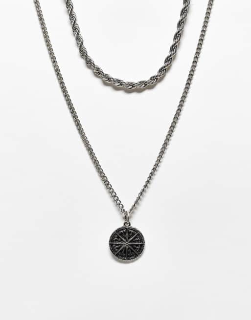 Reclaimed Vintage unisex multirow with pendant in silver ASOS