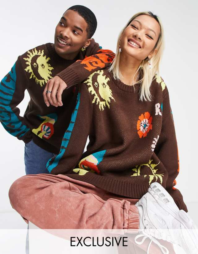 Reclaimed Vintage unisex mushroom badge sweater