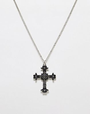 Reclaimed Vintage unisex necklace with cross in silver - ASOS Price Checker
