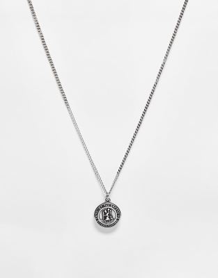 Reclaimed Vintage Inspired St Christopher Pendant Necklace In Burnished Silver In Silver
