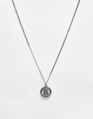 RECLAIMED VINTAGE UNISEX NECKLACE WITH ST CHRISTOPHER PENDANT IN STAINLESS STEEL-SILVER