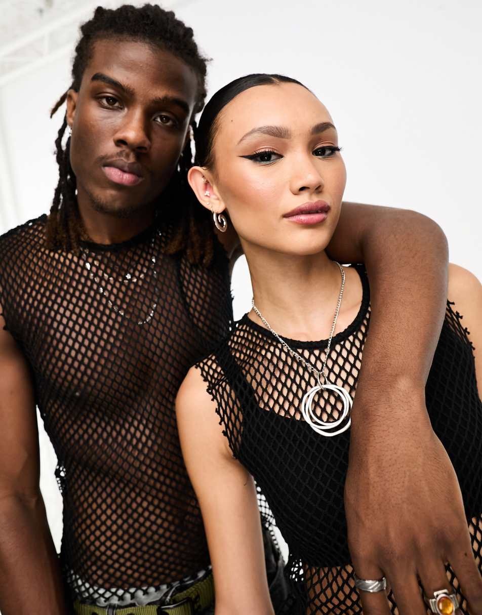 Reclaimed Vintage unisex net vest in black