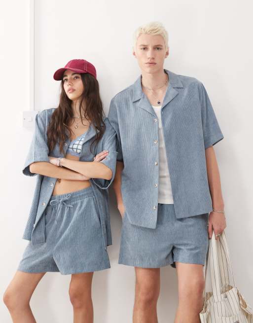 Reclaimed Vintage Unisex – Niebieski zestaw sztruksowy