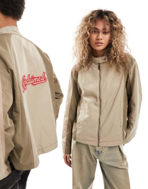 Reclaimed Vintage unisex nylon moto jacket with logo