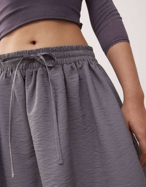 Reclaimed Vintage unisex nylon skirt in charcoal , 2 of 5