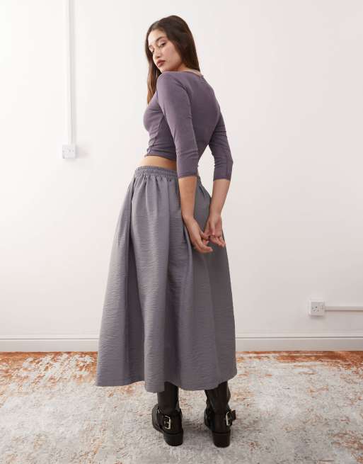 Reclaimed Vintage unisex nylon skirt in charcoal ASOS