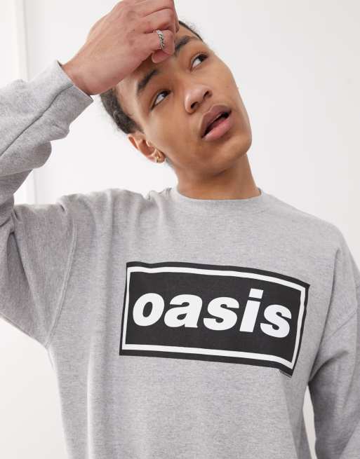 Reclaimed Vintage - Unisex - Oasis - Gråmeleret oversized sweatshirt med licenseret print , 2 af 4