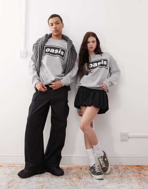 Reclaimed Vintage - Unisex - Oasis - Gråmeleret oversized sweatshirt med licenseret print , 3 af 4