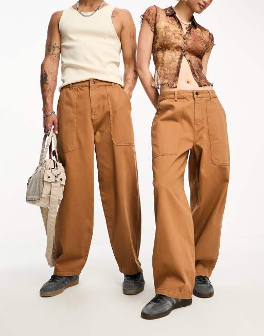 Reclaimed Vintage unisex orange embroidery balloon carpenter pants