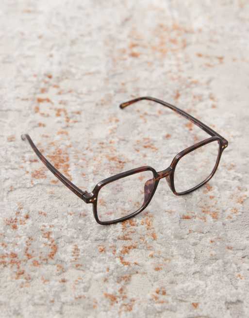 Reclaimed Vintage unisex oversized 70s blue light glasses in brown tortoiseshell, 3 of 3