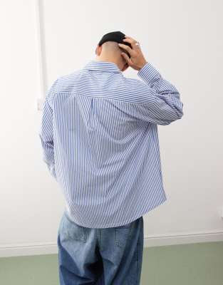 Reclaimed Vintage unisex oversized blue and white pinstripe shirt