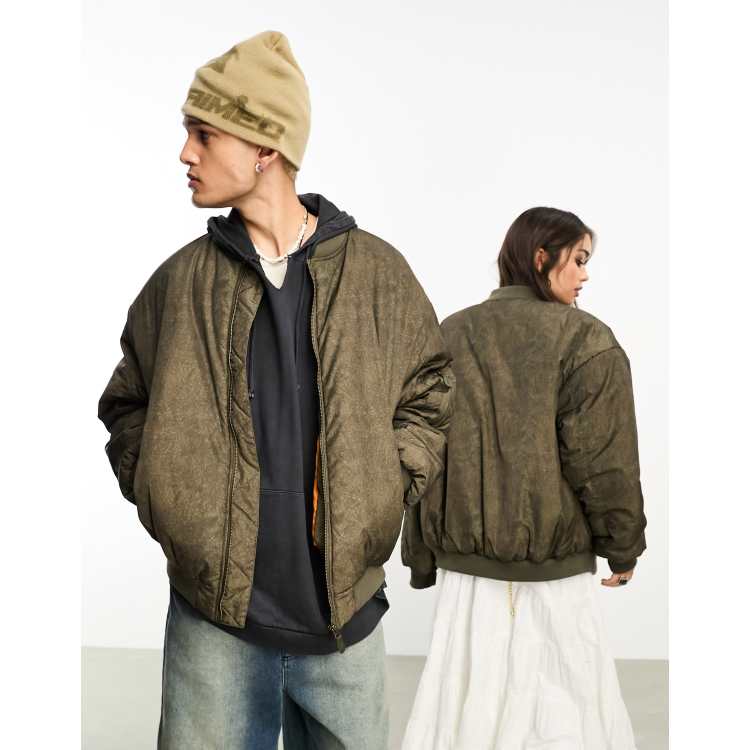 Reclaimed Vintage unisex oversized bomber jacket in washed