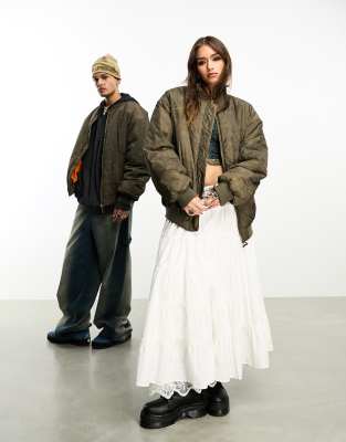 Reclaimed Vintage unisex oversized bomber jacket in washed khaki