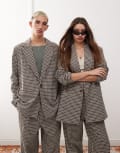 [Reclaimed Vintage] Reclaimed Vintage unisex oversized check blazer-Multi L MULTI