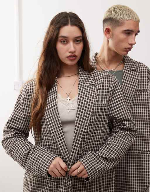 Oversized checked blazer sales