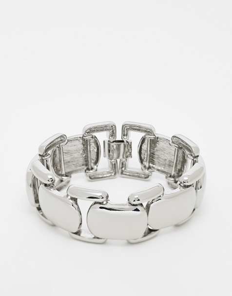 Reclaimed Vintage unisex oversized chunky chain bracelet in silver tone - view 1