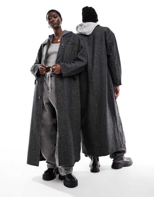 Reclaimed Vintage unisex oversized duster coat in grey