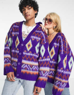 Reclaimed Vintage unisex oversized fairisle cardigan-Multi