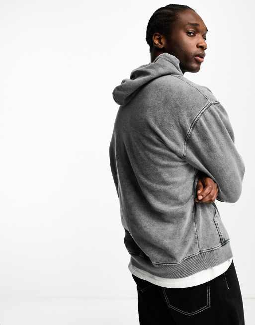 Reclaimed Vintage unisex oversized hoodie in overdye charcoal ASOS
