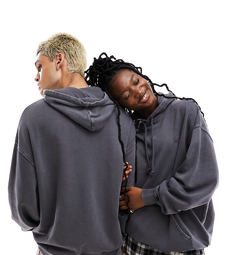 unisex oversized hoodie in washed charcoal-Gray