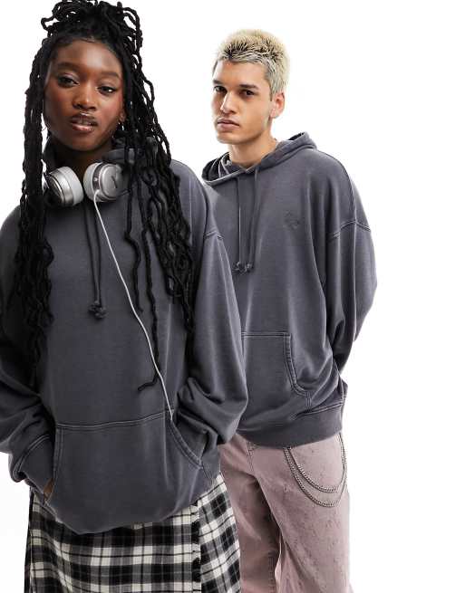 Reclaimed Vintage unisex oversized hoodie in washed charcoal ASOS