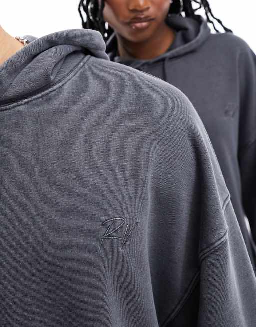 Reclaimed Vintage unisex oversized hoodie in washed charcoal ASOS