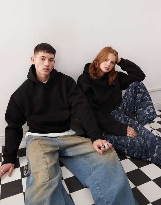 Reclaimed Vintage unisex oversized hoodie with back graphic in black