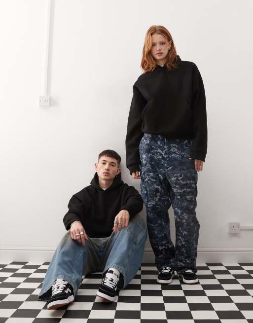 Reclaimed Vintage unisex oversized hoodie with back graphic in black