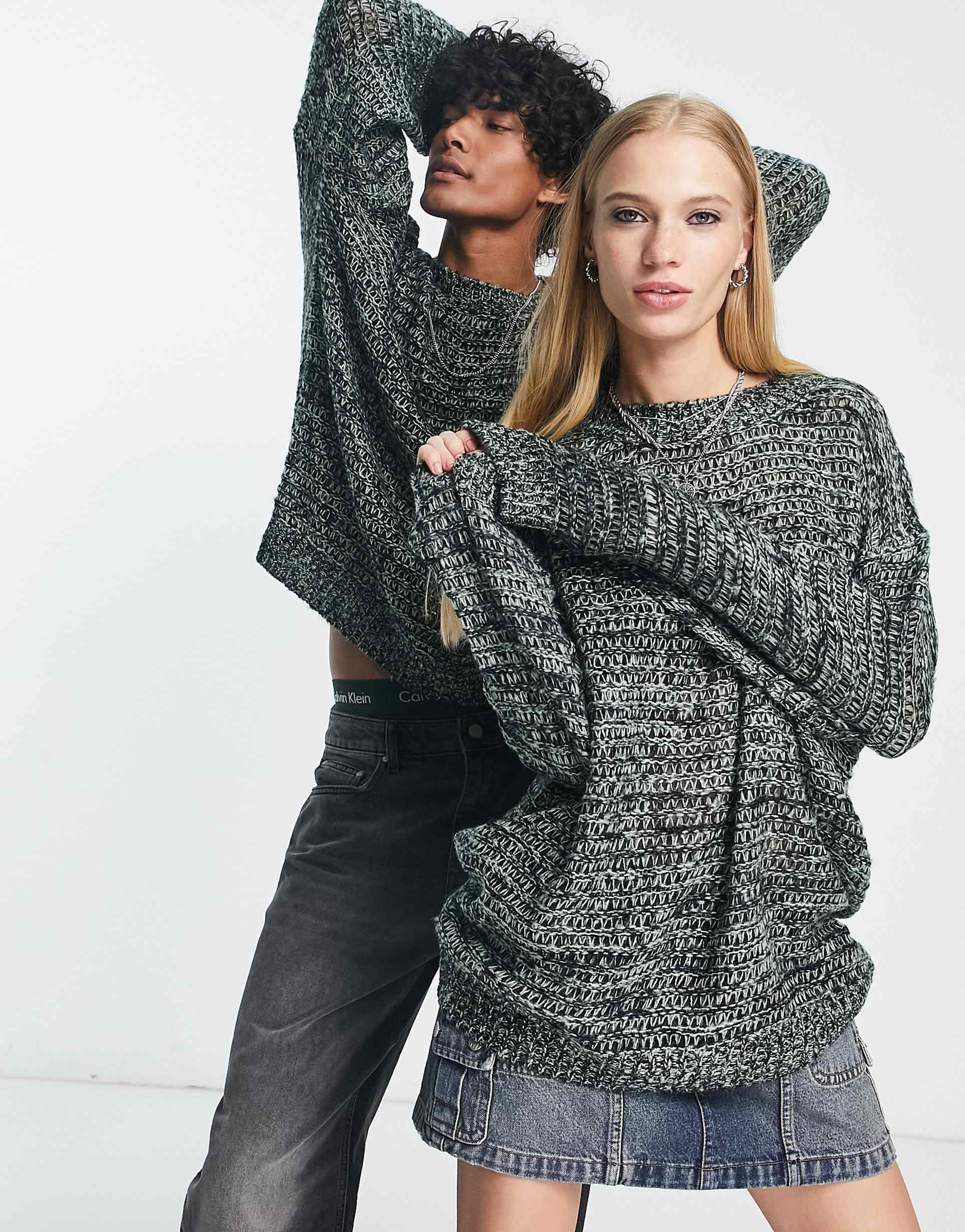 Reclaimed Vintage unisex oversized jumper in charcoal view 2