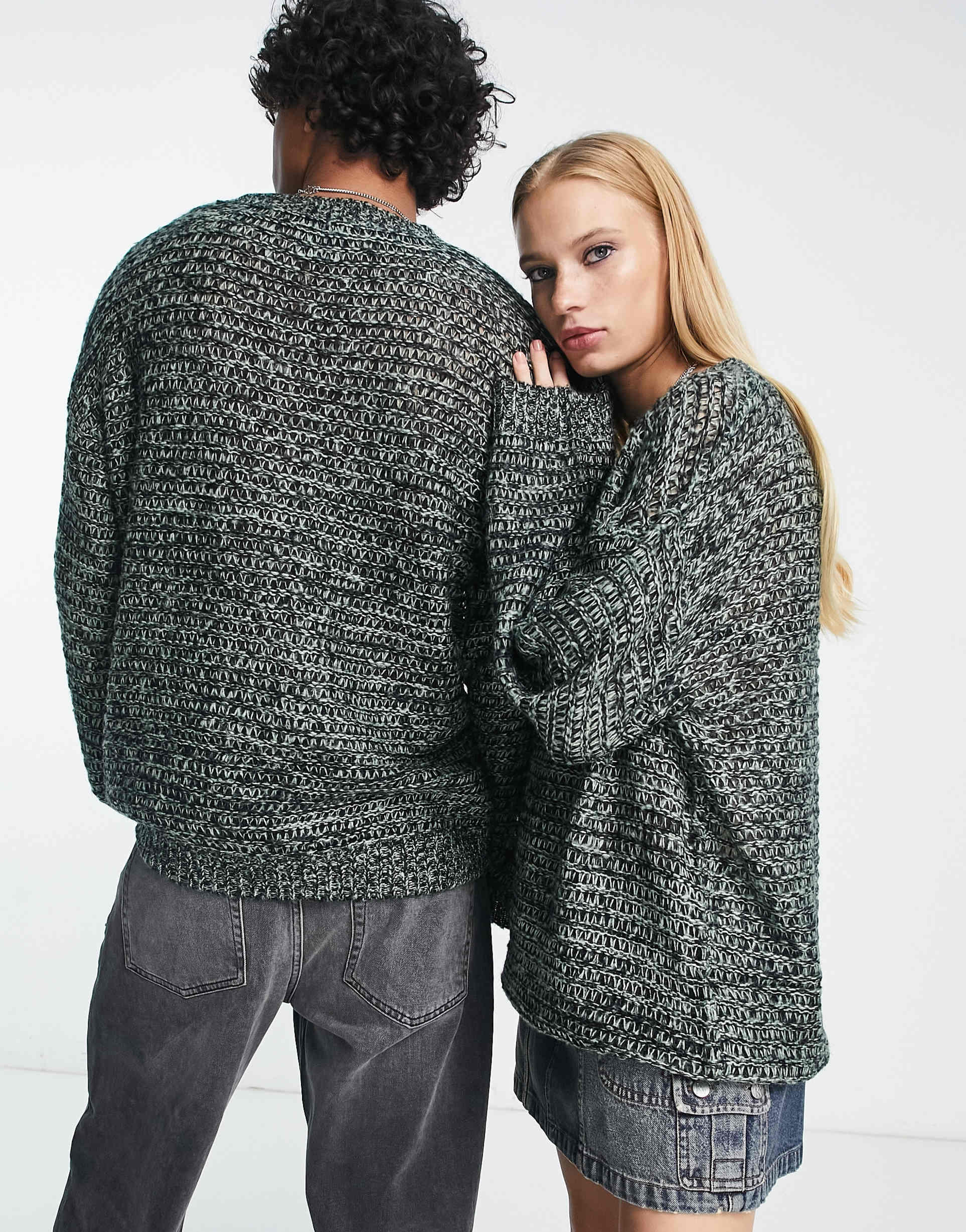 Reclaimed Vintage unisex oversized jumper in charcoal view 3