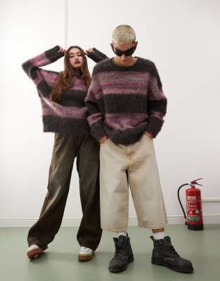 Reclaimed Vintage unisex oversized jumper in mixed twist stripe