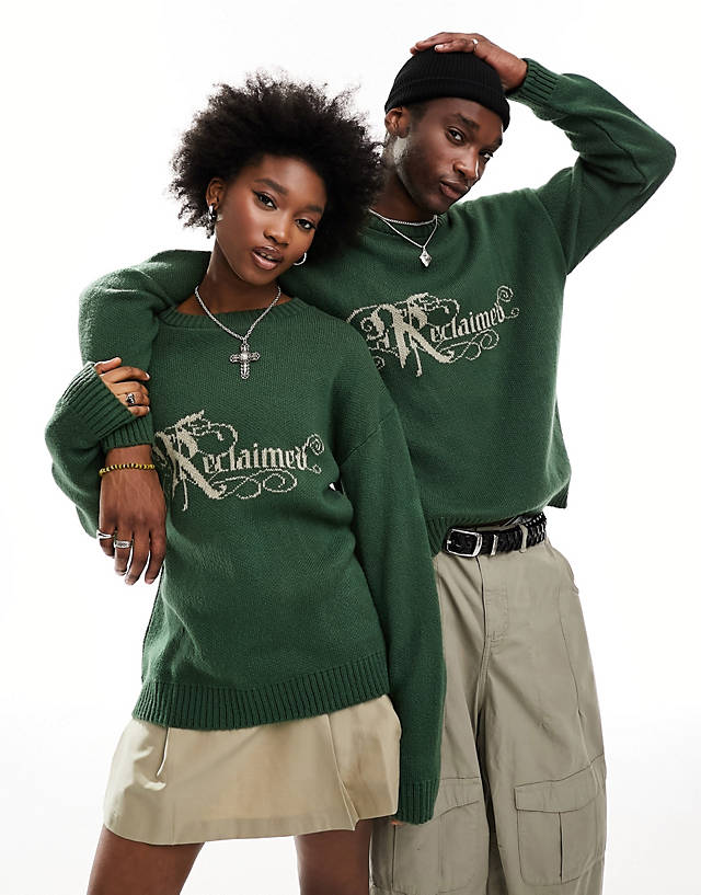Reclaimed Vintage - unisex oversized jumper with logo in green