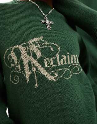 Reclaimed Vintage unisex oversized jumper with logo in green