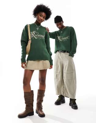 Reclaimed Vintage unisex oversized jumper with logo in green