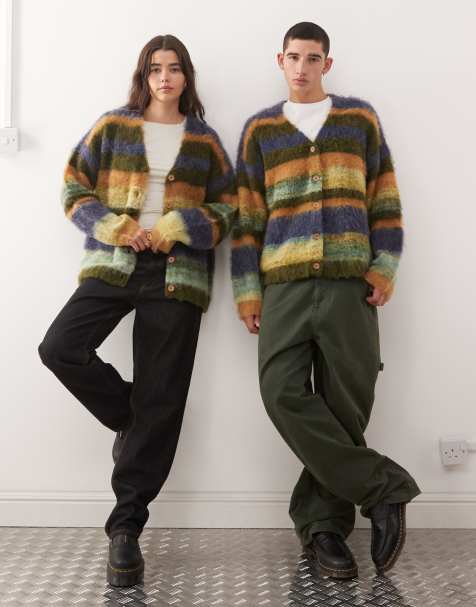 Reclaimed Vintage unisex oversized knitted cardigan in multi stripe - view 1