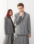 [Reclaimed Vintage] Reclaimed Vintage unisex oversized patchwork contrast blazer-Multi L MULTI