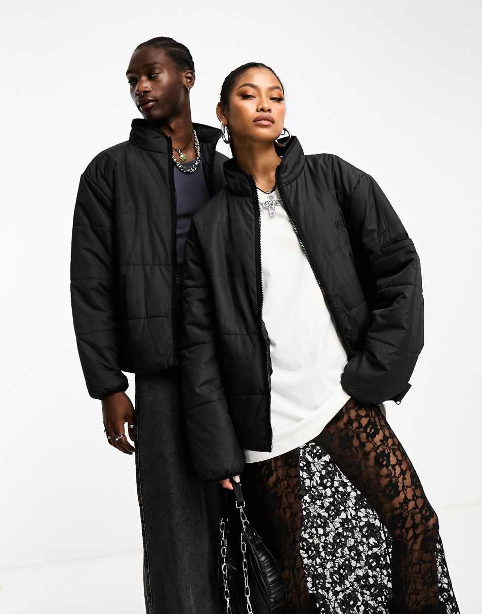 Reclaimed Vintage unisex oversized puffer bomber jacket in black