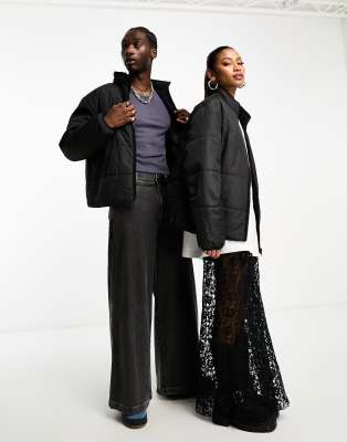 Reclaimed Vintage unisex oversized puffer bomber jacket in black